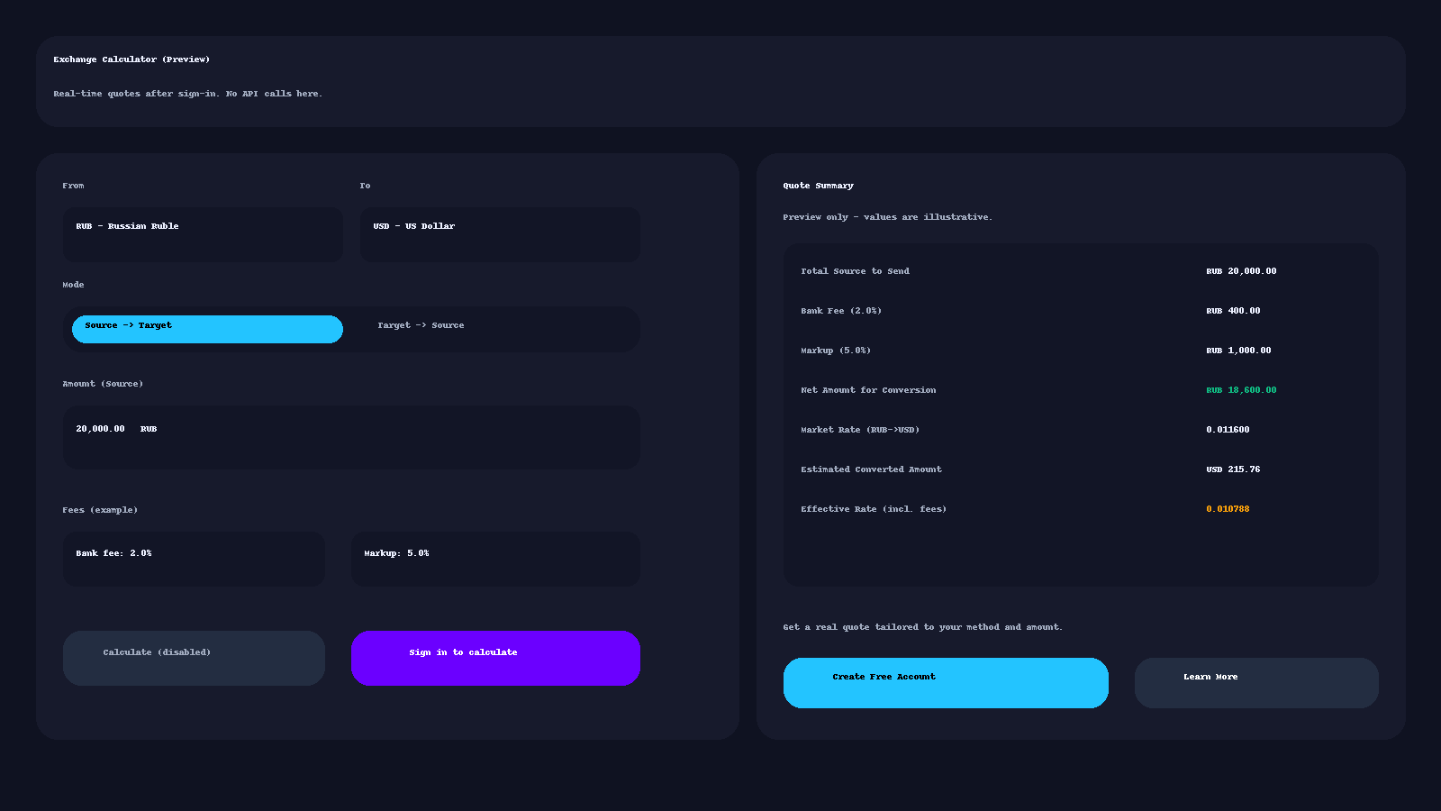 Rate preview